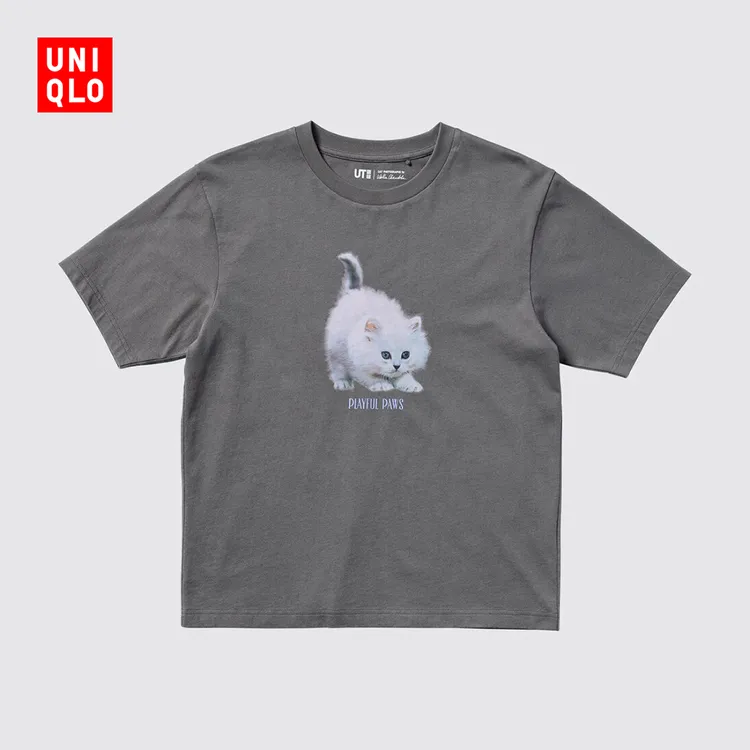 优衣库女装UT CAT PHOTOGRAPHS印花短袖T恤可爱猫咪478690