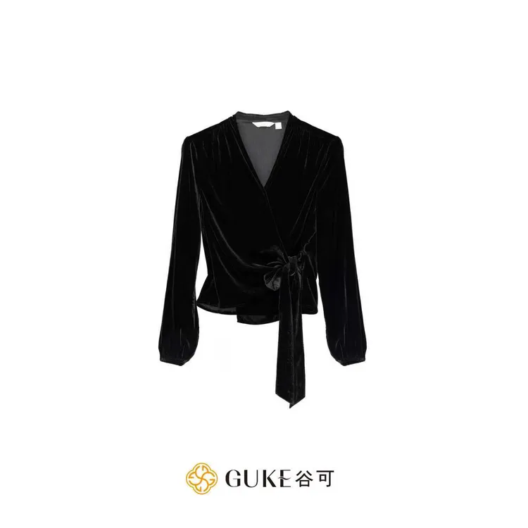GKE/谷可C1188秋季新款气质丝绒小衫