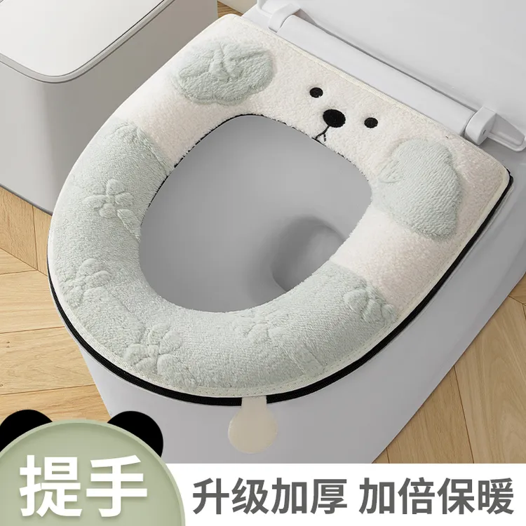 家用通用马桶垫防水抗菌厕所坐垫可爱坐便套拉链式秋冬加厚马桶圈