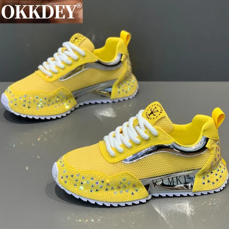 okkdey高端男鞋阿甘鞋秋季透气网面运动老爹鞋设计师款烫钻