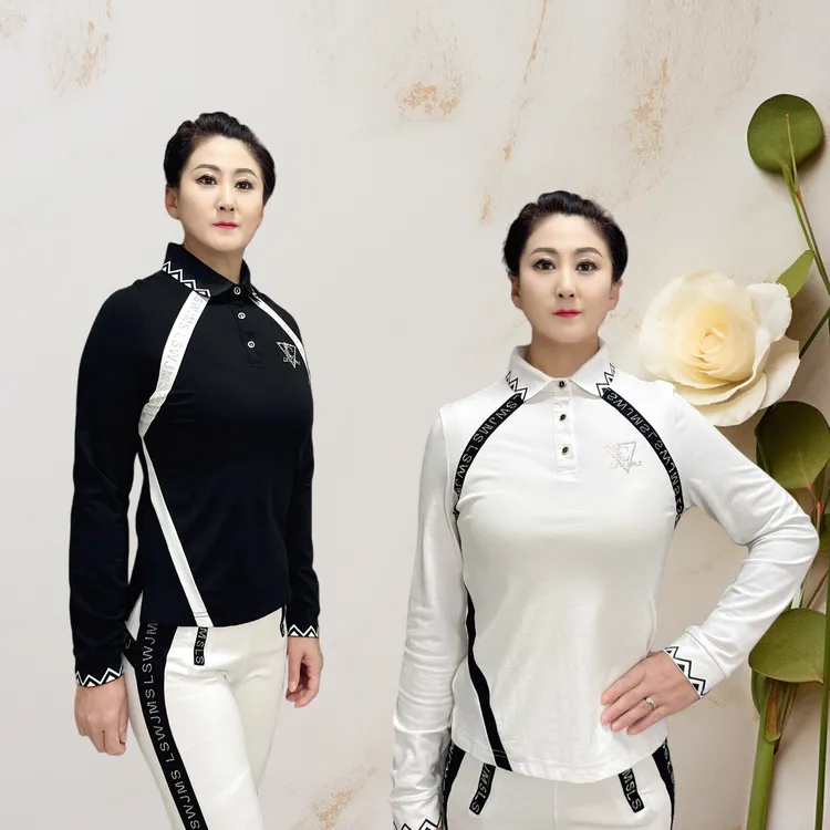 新款佳操佳木斯健身操黑白烫钻罗马长袖LCS10