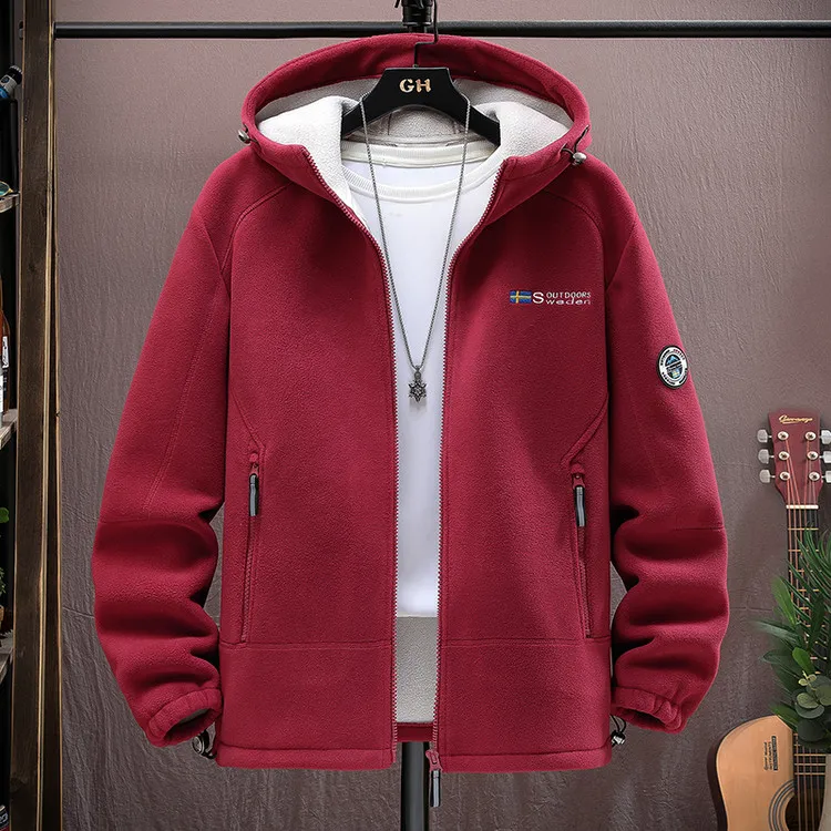 in cotton sea时尚摇粒绒外套男士秋冬款双面绒休闲夹克抓绒衣