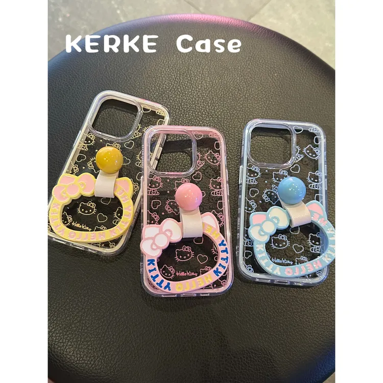 可爱立体镂空KT猫指环扣二合一硬壳适用苹果16promax/15pro手机壳