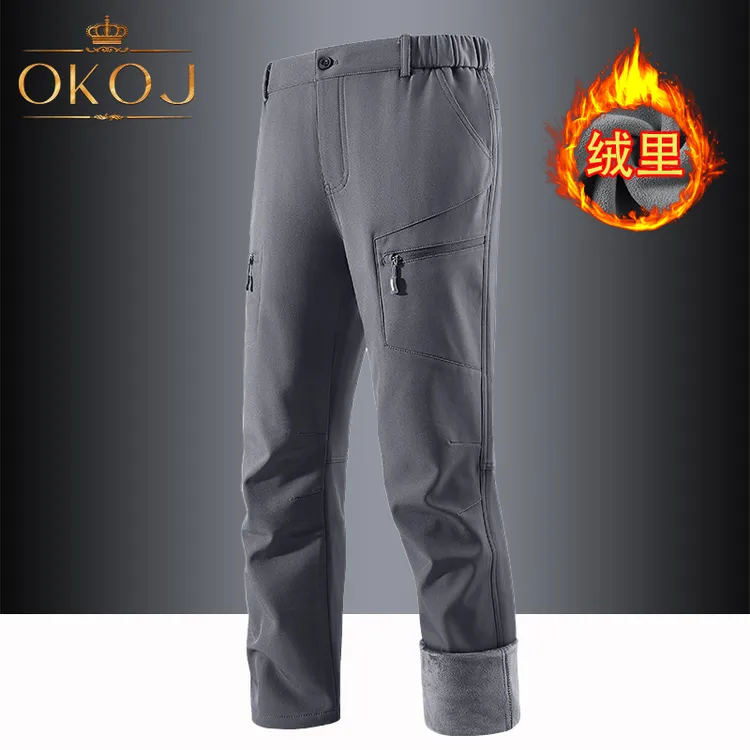OKOJ户外冲锋裤男加绒加厚保暖防寒长裤秋冬新款防风防水登山裤子