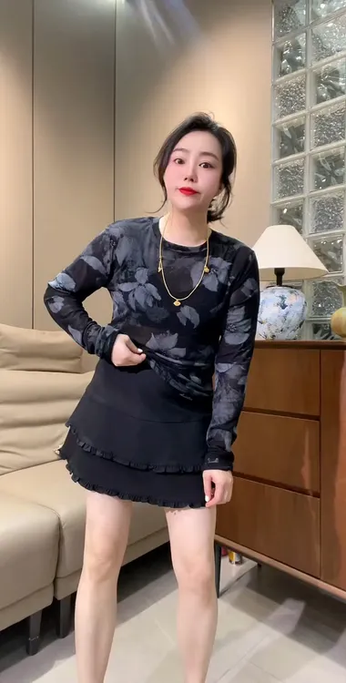 长袖常规款T恤套装印花常规圆领休闲渐变染色百搭