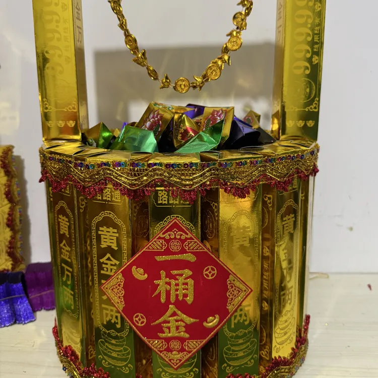 一桶金莲花金山手工折纸桶材料包包含装饰配件及教程