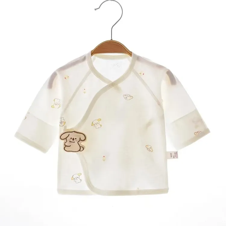 夏季超薄款新生儿半背衣纯棉无骨A类婴儿上衣