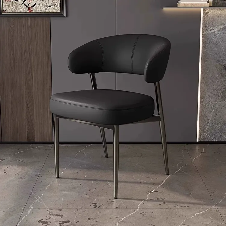 意式极简现代家用弹簧椅轻奢高级感餐厅椅子休闲室办公室化妆椅