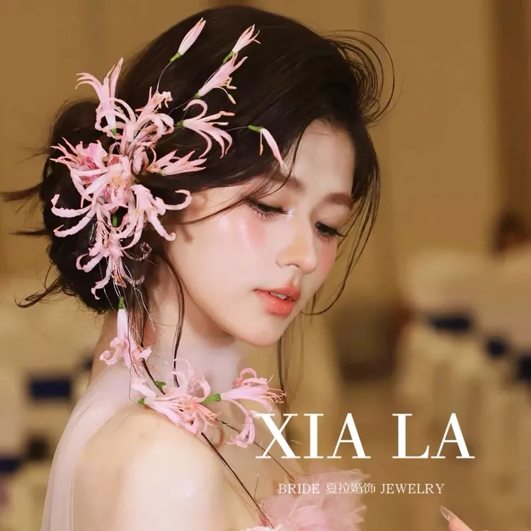 新款新娘头饰森系超仙仿真花朵发饰晨袍婚纱造型配饰发夹