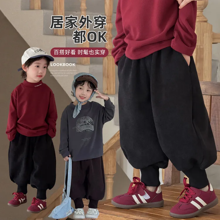 男童加绒裤子中大儿童休闲裤2025新款秋冬装BAO25083悠悠童话童装