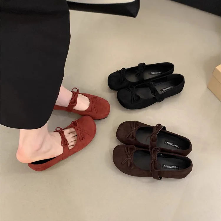 法式小红鞋浅口单鞋女春秋新款温柔仙女风芭蕾舞明星同款百搭鞋子