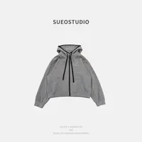 SUEO【醋酸羊毛·卫衣】 25秋季高克重软糯感短宽无性别连帽外套