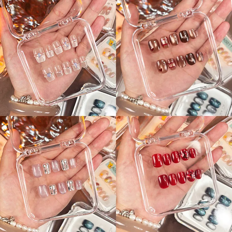 【1-49】圣诞穿戴甲猫眼款纯手工穿戴甲豆豆甲短圆短方椭圆温柔显