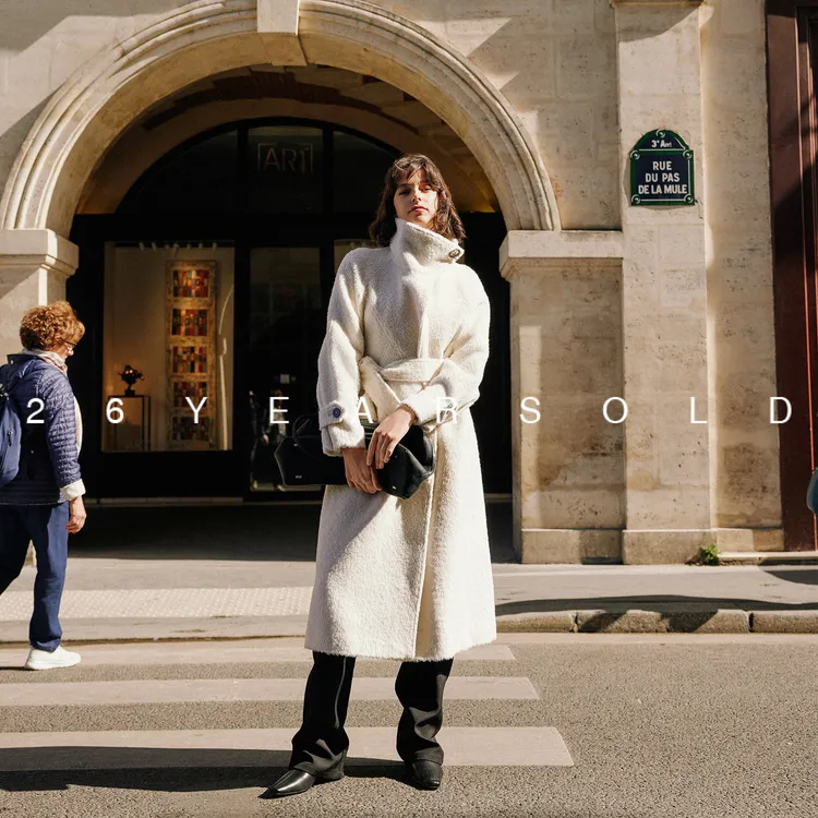 26YEARSOLD原创小众极简老钱显瘦气质苏力绵羊毛羊驼毛大衣3604