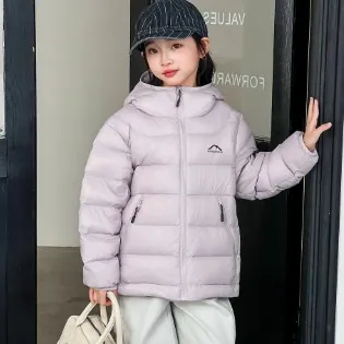 2025女童秋冬款外套儿童帅气潮流连帽童女童轻薄白鸭绒羽绒服