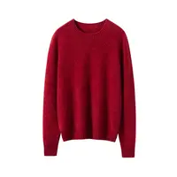 康赛妮100%山羊绒女圆领重磅花纱加厚慵懒宽松针织衫25180