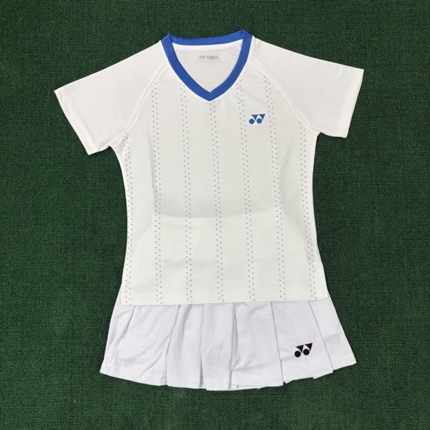 新款yy女士高颜值白色羽毛球服套装大赛服速干透气运动训练比赛服