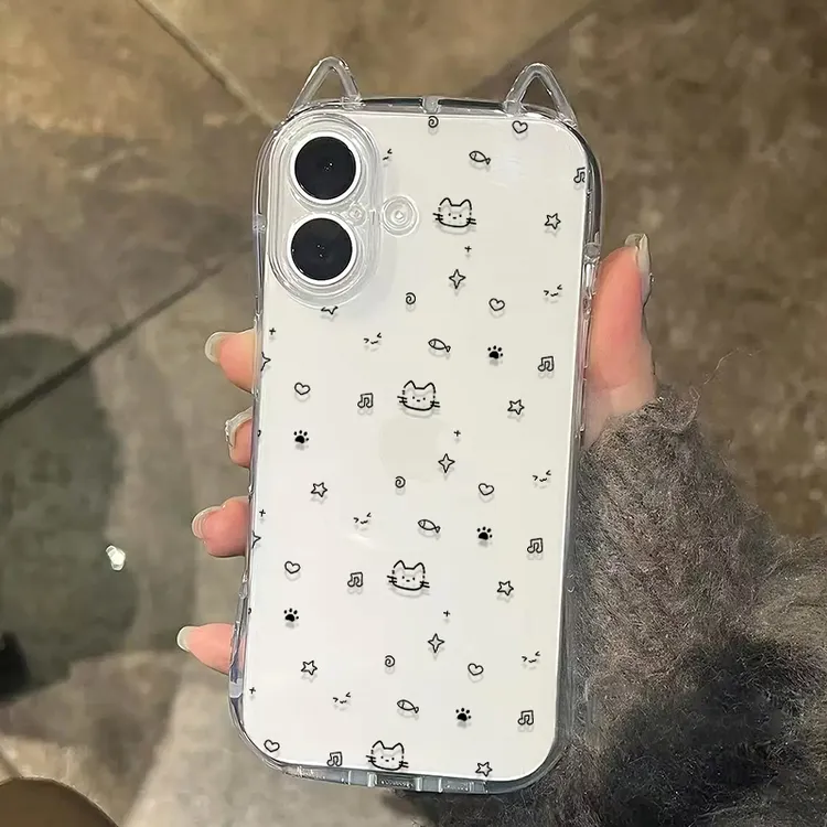 雅天立星星猫咪小鱼适用苹果17/16猫耳15手机壳华为vivoppo小米15