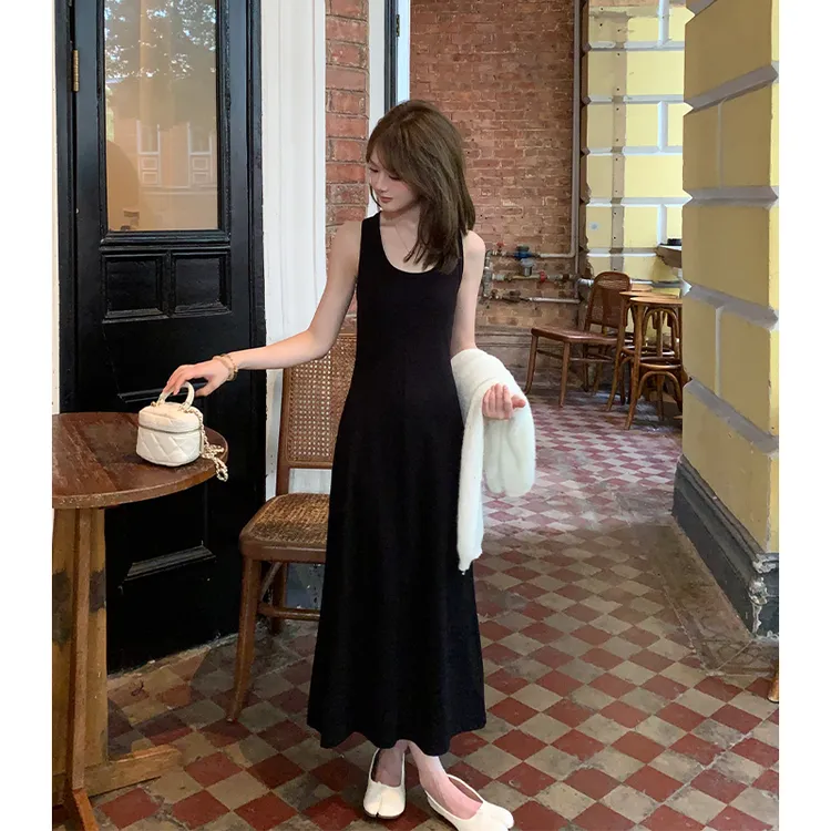 FUGUI RICH【未见星月】小个子秋新款无袖打底吊带百搭法式连衣裙