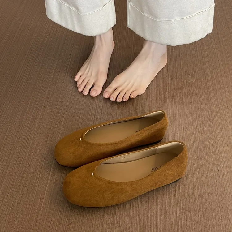 法式温柔平底鞋芭蕾舞单鞋圆头浅口糖果色豆豆鞋奶奶鞋软底晚晚鞋