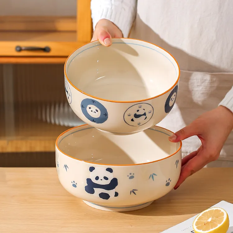 川岛屋熊猫汤碗5寸米饭碗家用2025新款陶瓷大碗汤面碗大号吃面碗