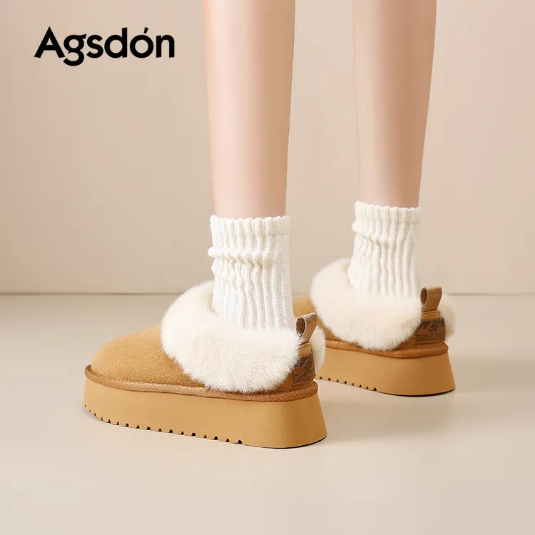 奥古狮登厚底加绒雪地靴女2025新款耐脏保暖勃肯加厚外穿棉鞋子xx