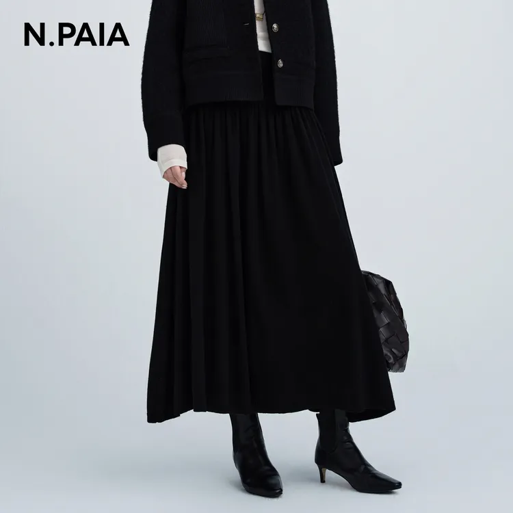恩派雅2025新款羊毛大摆裙针织半身裙女XNKAW9302A