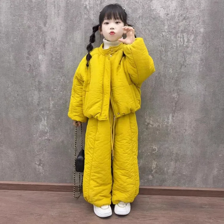 女童套装冬装2026新款儿童夹棉加厚韩版棉服两件套女孩冬季运动服