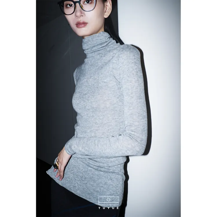 TUYUE涂月|「独居者」有责任羊毛堆堆领微透修身打底衫「云朵」