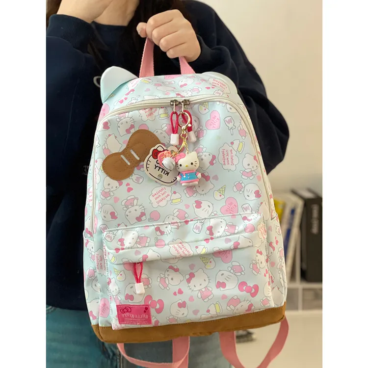 日系自制hellokitty甜美背包可爱蝴蝶结耳朵大容量双肩包学生书包