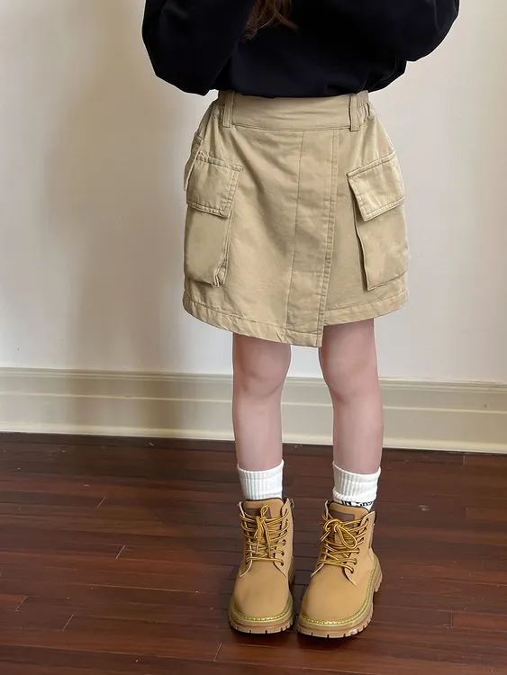 宝宝口袋不规则工装短裙儿童春夏季裙子休闲韩版秋季洋气半身裙潮