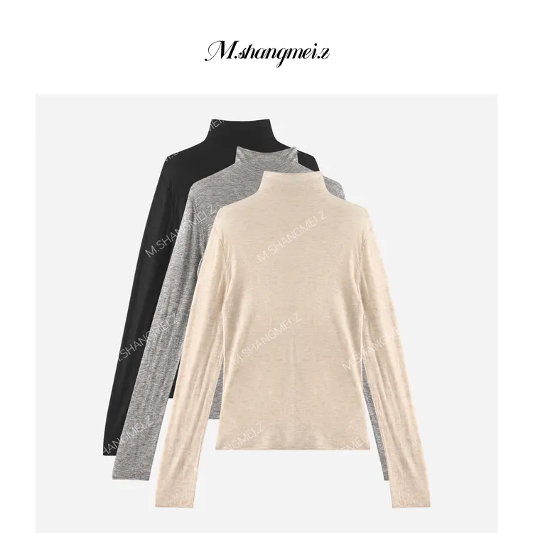 M.SHANGMEI.Z/沐熙【三色暖绒】美大哥舒适高领打底毛针织衫X082897