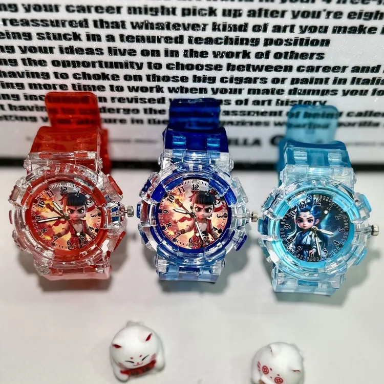 六一儿童节礼物男孩魔童哪吒发光手表奥特曼幼儿园3-6岁玩具