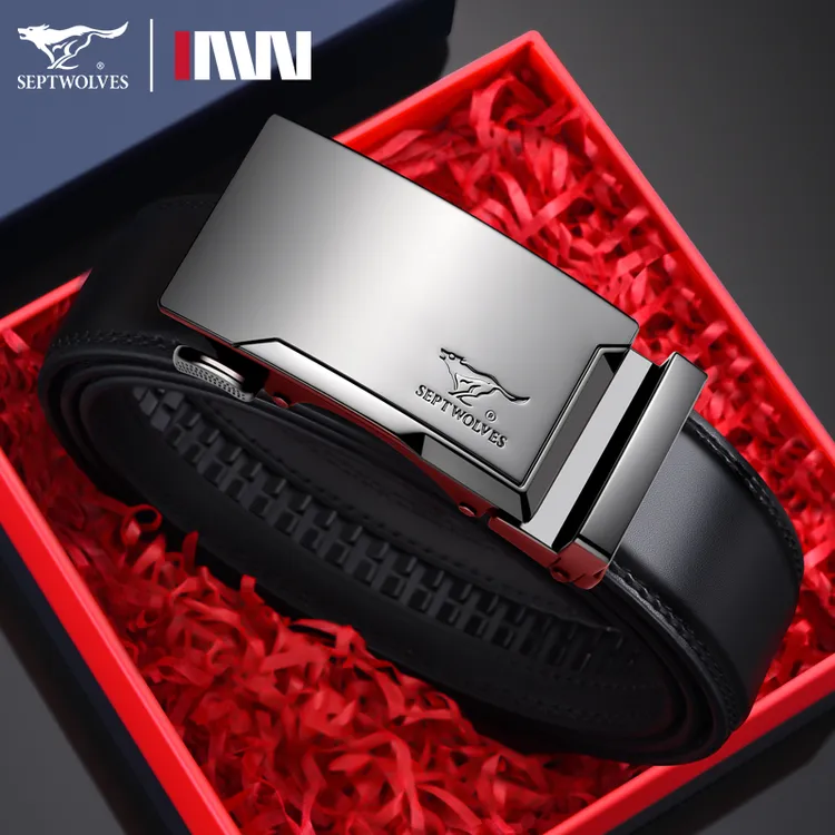 七匹狼男士皮带2025新款真皮自动扣腰带正品男款牛皮裤带生日礼物