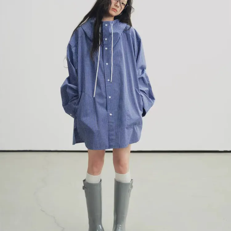 芭尼家韩国东大门秋季宽松显瘦连帽衬衫E08314