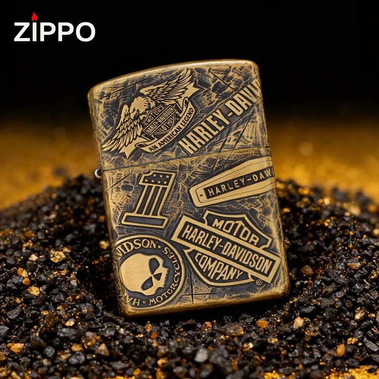 ZIPPO/之宝黄铜盔甲【哈雷十一章】个性防风送男友生日礼物DYJ1