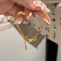 钛钢手链 不掉色轻奢流苏路路通转运珠小蛮腰气质手链SL521
