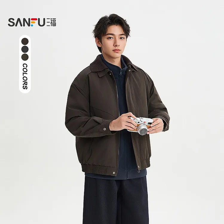 SANFU/三福底特律加棉加厚工装棉服外套男潮牌美式翻领夹克514319