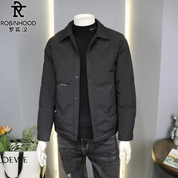 罗宾汉/ROBINHOOD冬季新款男士翻领棉服休闲百搭衬衫式工装外套潮