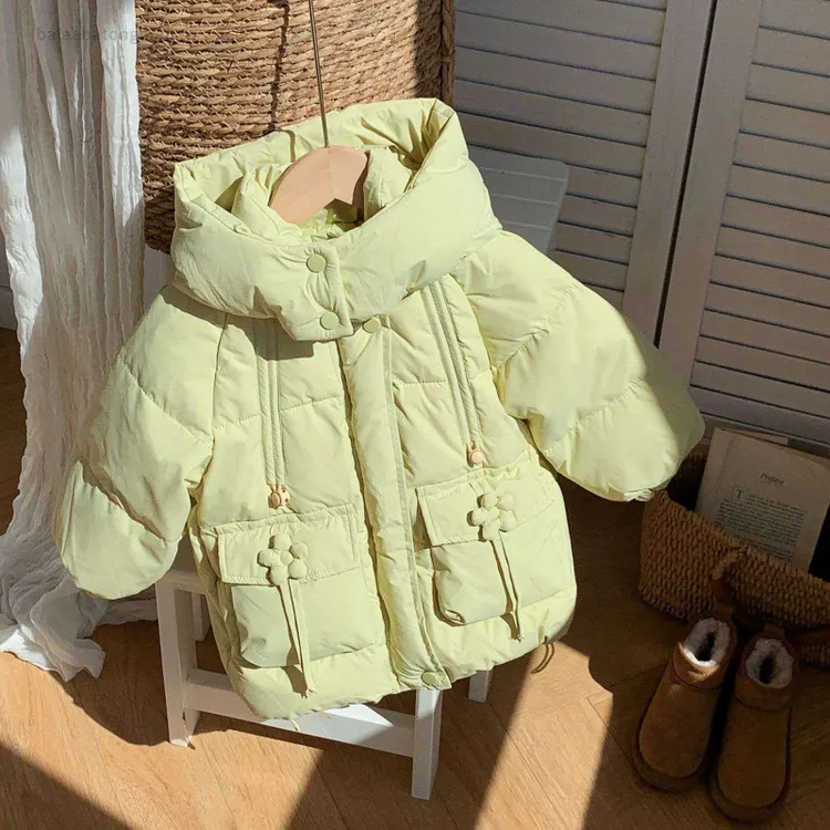 巴拉童年儿童中长款外套女童冬季保暖加厚衣服中小童宝宝上衣冬装