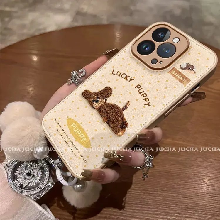 英文小狗适用苹果16promax手机壳女款爆款小米14高颜值华为mate60