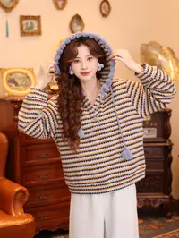 温舒敏【险落温柔】复古厚款保暖宽松百搭连帽卫衣MJ1689586