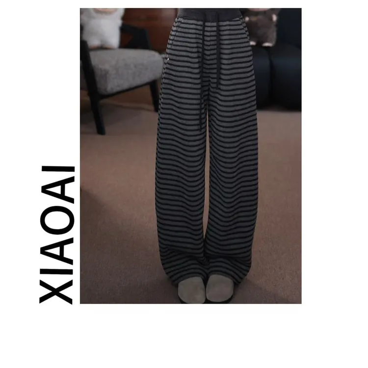 XIAOAI  加厚加绒款条纹休闲裤2025秋冬季BN25811