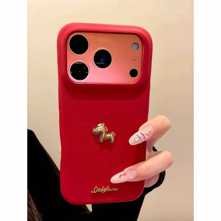 欧克里里金箔小马公仔适用苹果17PROMAX手机壳华为OPPO小米15VIVO