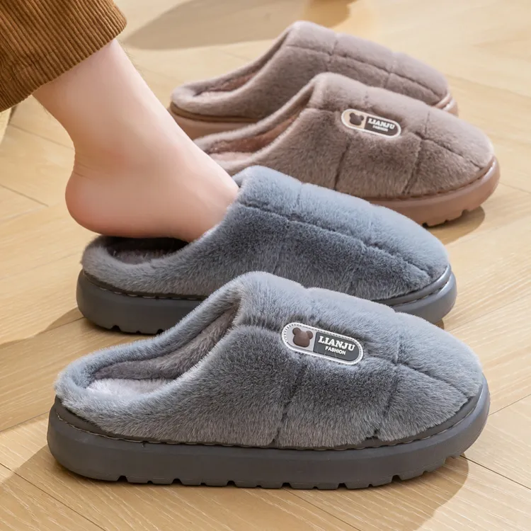 大码棉拖鞋男士秋冬季2025新款室内家居加绒加厚防滑保暖毛绒棉拖