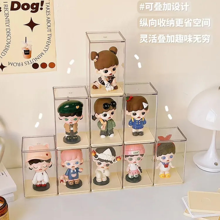 加高加厚超透娃娃手办盲盒展示架TNT亚克力桌面收纳盒精致展示盒