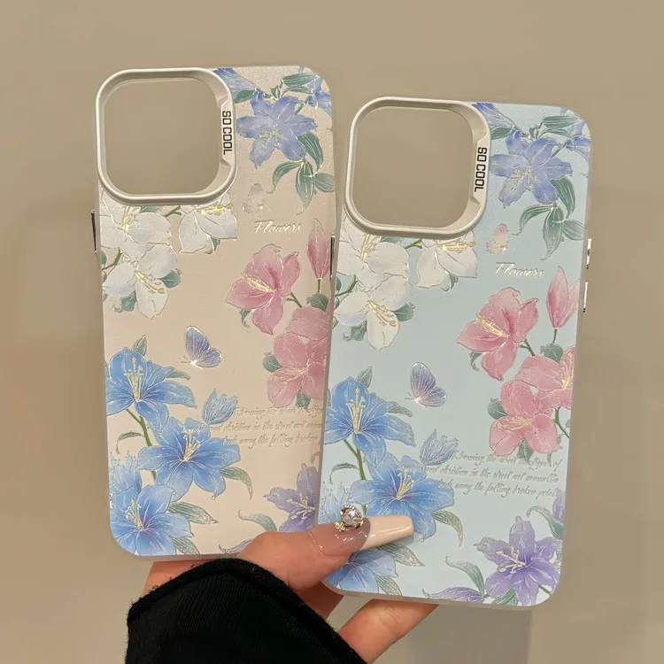 百合花彩银适用苹果16promax华为荣耀/OPPO/VIVO小米防摔手机壳