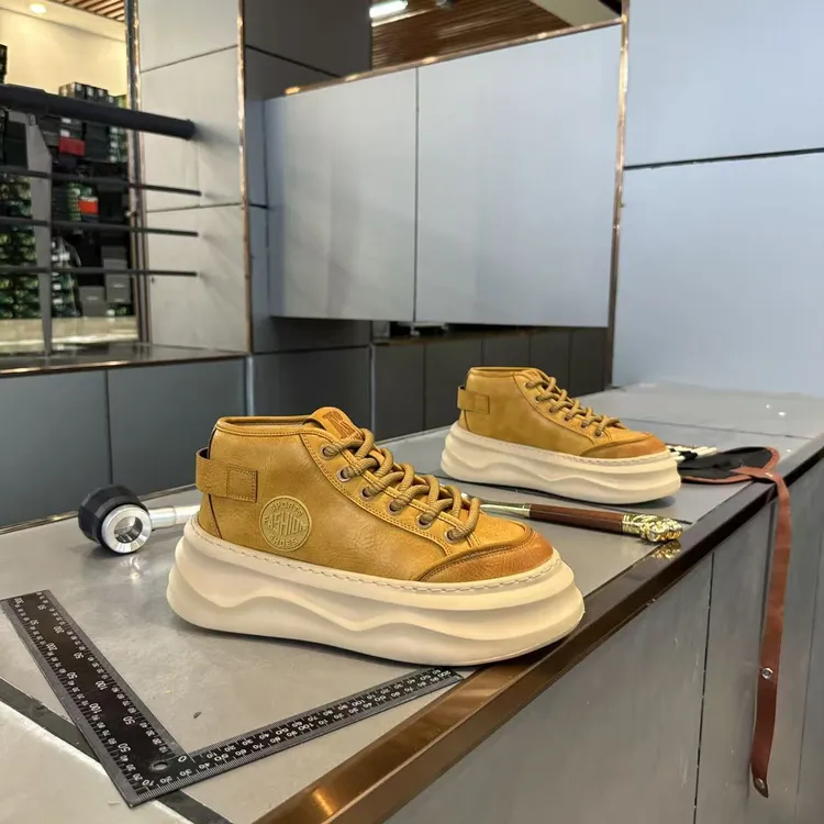 系带男士休闲鞋爆款2025新款拼色增高厚底百搭韩版时尚男鞋