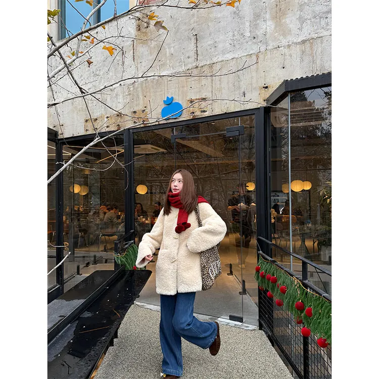 洋气秋冬新款时尚休闲百搭长袖内搭上衣高级感保暖外套直筒裤套装