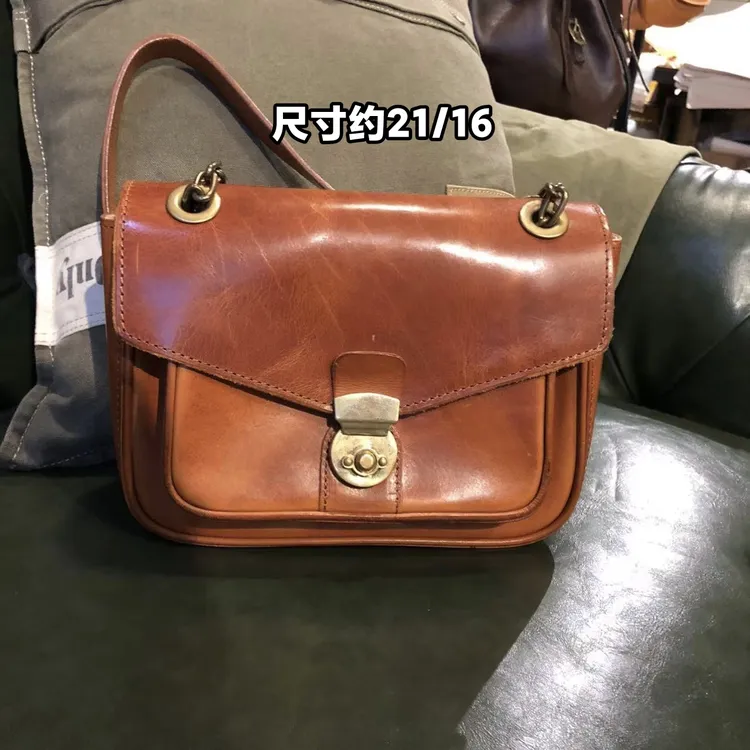 制道手工女士单肩斜挎包复古时尚腋下头层植鞣牛皮质感翻盖孤品